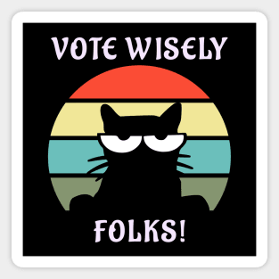 Vintage Cat Vote Wisely Magnet